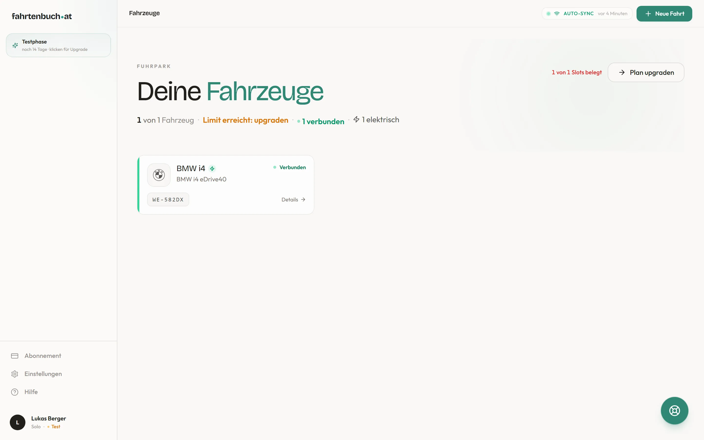 Verbundenes Fahrzeug in fahrtenbuch.at